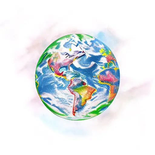 earth, continents, roses tattoo design idea