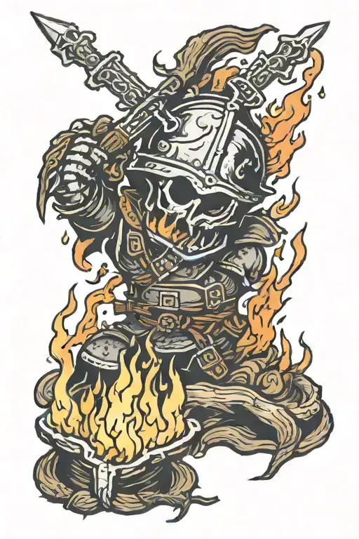 dark souls bonfire tattoo design idea