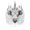 An intricate dotwork tattoo of a boar hunter in action tattoo design idea