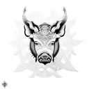 An intricate dotwork tattoo of a boar hunter in action tattoo design idea