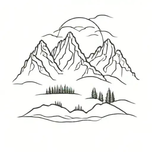 3 sisters mountains in Oregon outline  tattoo design idea