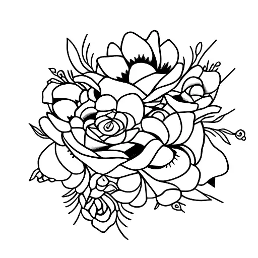 lobo com flores tattoo design idea