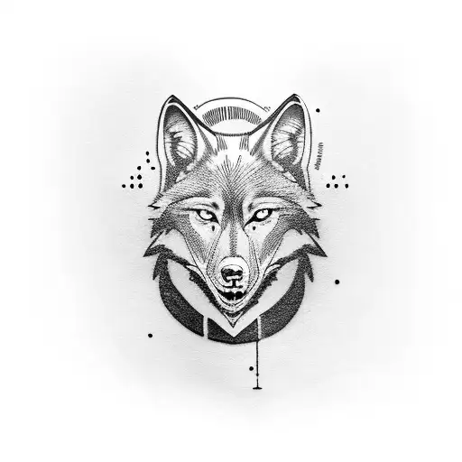 black wolf holding a blade tattoo design idea