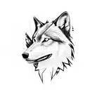 black wolf holding a blade tattoo design idea