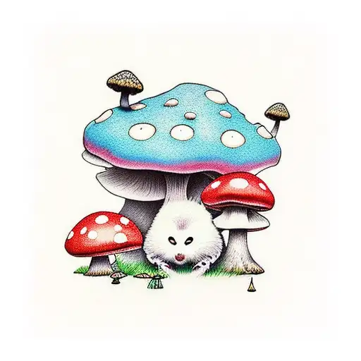 kodama sitting under mushroom tattoo design idea
