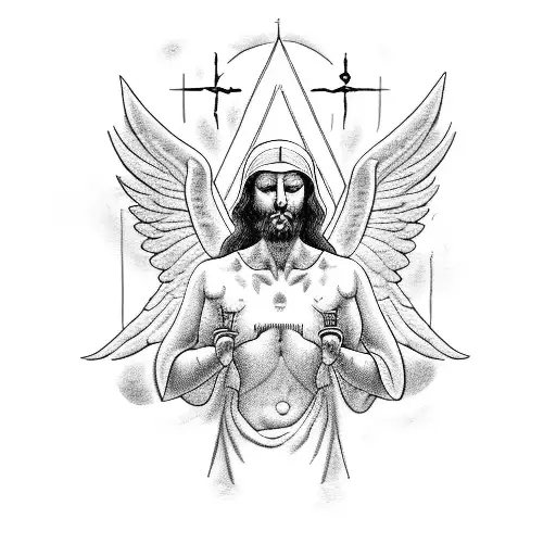 angels watching last supper tattoo design idea
