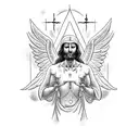 angels watching last supper tattoo design idea