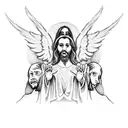 angels watching last supper tattoo design idea