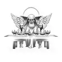 angels watching last supper tattoo design idea