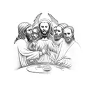 angels watching last supper tattoo design idea