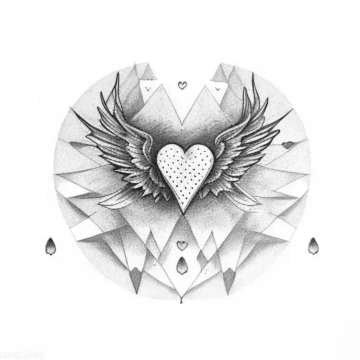 4 hearts with wings  tattoo design idea