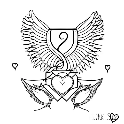 4 hearts with wings  tattoo design idea