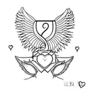 4 hearts with wings  tattoo design idea
