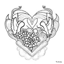 4 hearts with wings  tattoo design idea