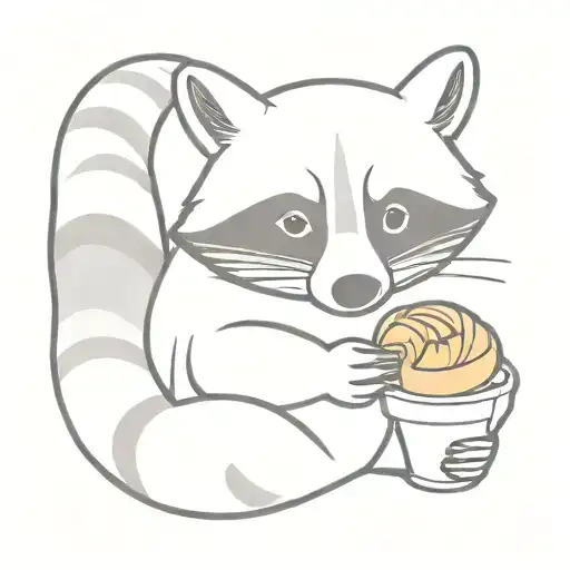 racoon eating a croissant tattoo design idea