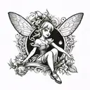tinkerbell alice in wonderland tattoo design idea