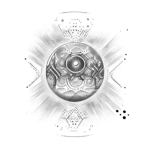 half a sphere of a sunrise tattoo design idea
