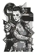 girl cyberpunk 2077 tattoo design idea