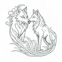 wolf and phoenix  tattoo design idea