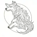 wolf and phoenix  tattoo design idea