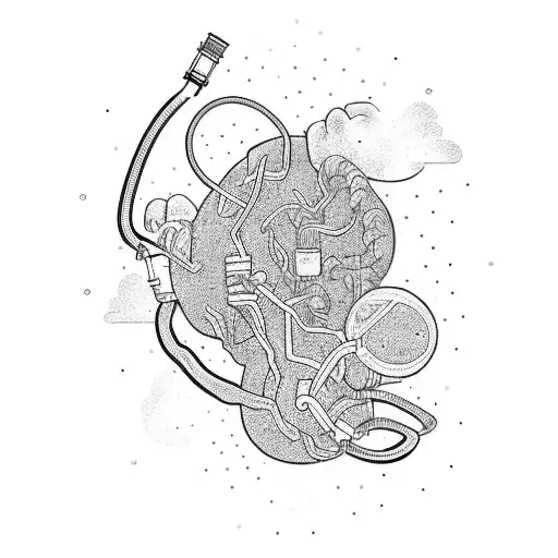 The last person on Earth who meets their oxygen needs by carrying it on their back from a plant tattoo design idea