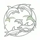 recycling symbol of the 3 r's with dolphin silhouettes tattoo design idea