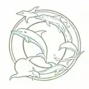 recycling symbol of the 3 r's with dolphin silhouettes tattoo design idea