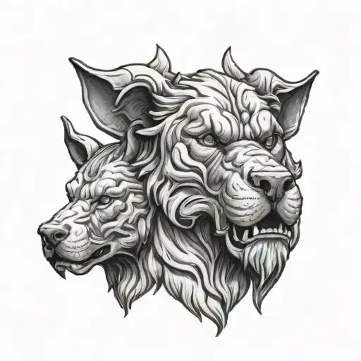 hercules cerberus head tattoo design idea