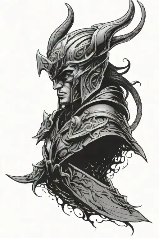 scam god loki helmet tattoo design idea