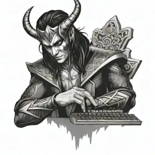 Loki is scamming with computer keyboard tattoo design idea