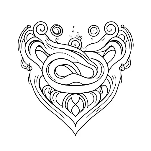 Ocean Wave heart crown tattoo design idea