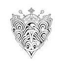 Ocean Wave heart crown tattoo design idea