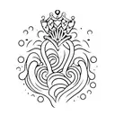 Ocean Wave heart crown tattoo design idea