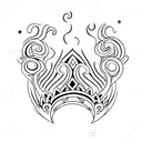 Ocean Wave heart crown tattoo design idea