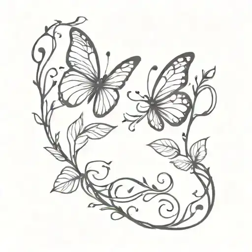 vines with the name Neizan and Damian also some butterflies tattoo design idea