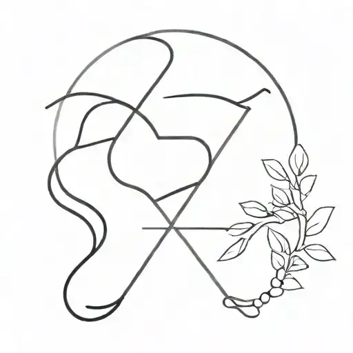 two figure hugging stick with the word YAMBI tattoo design idea