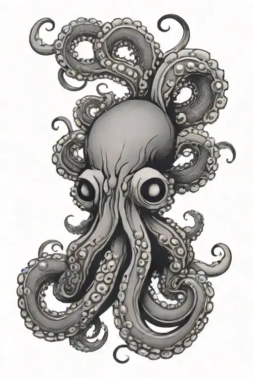 Japanese tatoo flower octopus wrapped tattoo design idea