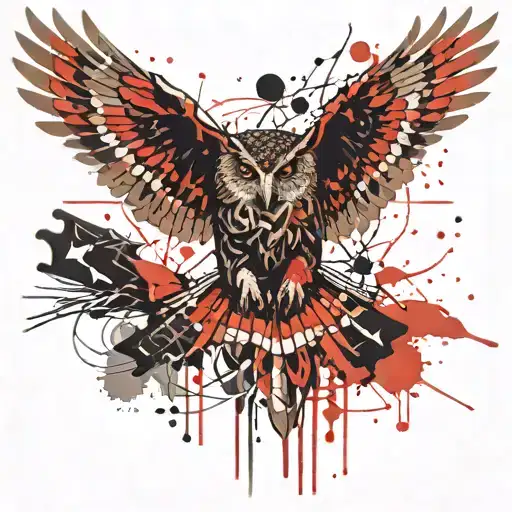 flying owl tattoo design idea