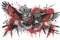 flying owl tattoo design idea