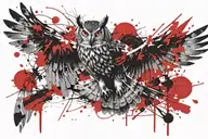 flying owl tattoo design idea