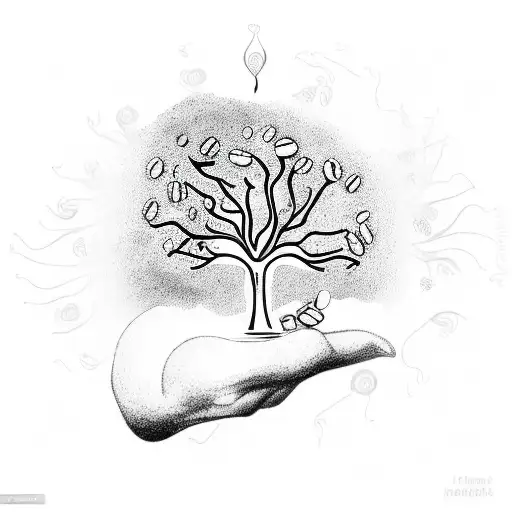 A coffee tree growing in a nurse's hand tattoo design idea
