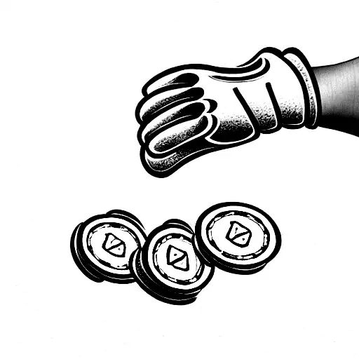 3 poker chips in a line with a bear claw, king, and boxing gloves in the middle of each tattoo design idea