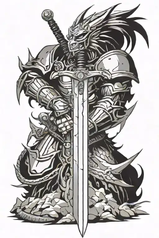 Berserk dragonslayer sword in ground tattoo design idea