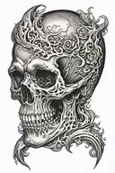 Flaming skull tattoo design idea