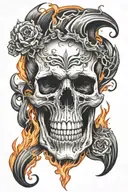 Flaming skull tattoo design idea