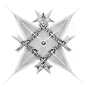spiked chain linking two four-pointed ninja stars tattoo design idea