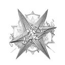 spiked chain linking two four-pointed ninja stars tattoo design idea