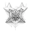 spiked chain linking two four-pointed ninja stars tattoo design idea