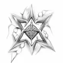 spiked chain linking two four-pointed ninja stars tattoo design idea