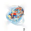 koi fish design but the koi fish are Magikarp from pokemon tattoo design idea